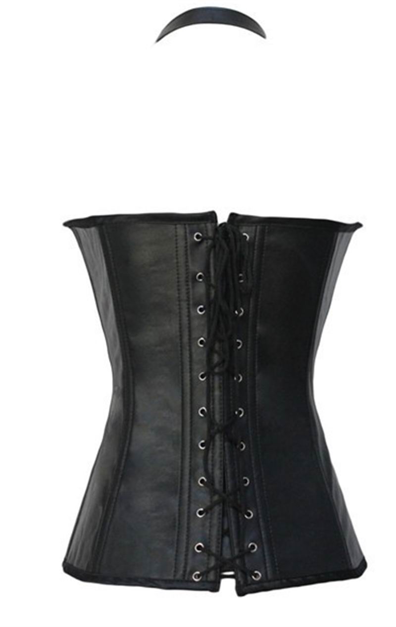 F9073 PLUS SIZE BLACK BUCKLE-UP STEAMPUNK CORSET